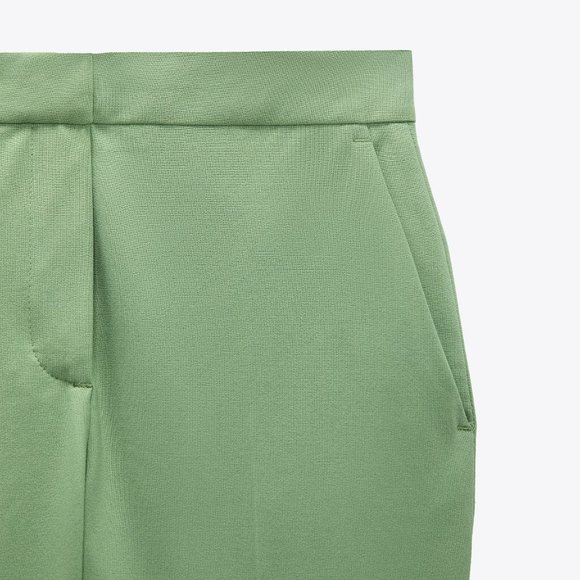 ZARA Cropped Trousers in Pista Green - S - Picture 9 of 10